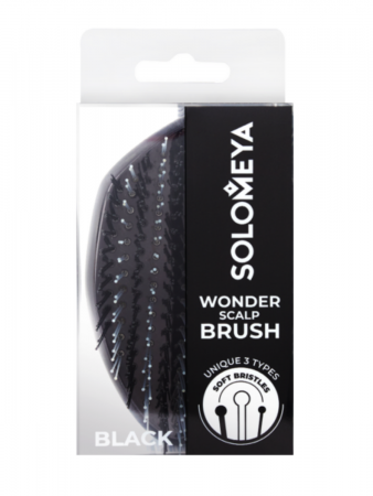 Многофункциональная расческа для распутывания, массажа и мытья кожи головы мини Черная Solomeya Wonder scalp brush mini Black, 1 шт